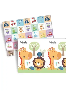 Reversible Foldable Play Mat, Waterproof, Non-toxic, Double-Sided (200x180x1.0cm) with Charming Animal Design