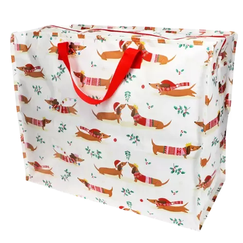 Rex of London Festive Sausage Dog Jumbo Storage Bag