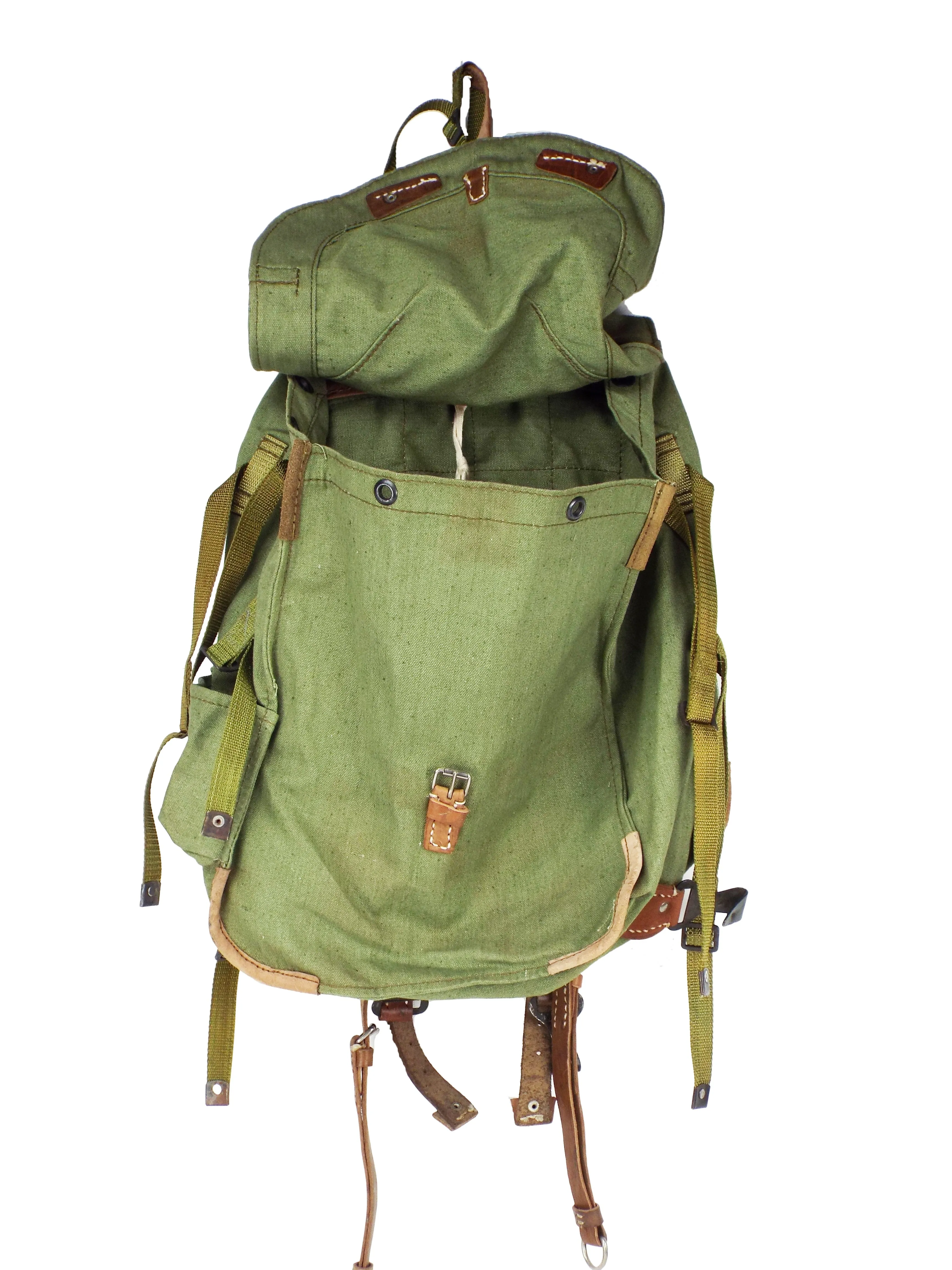 Romanian Army - Vintage 30 Litre Canvas Rucksack - Green - Unmodified