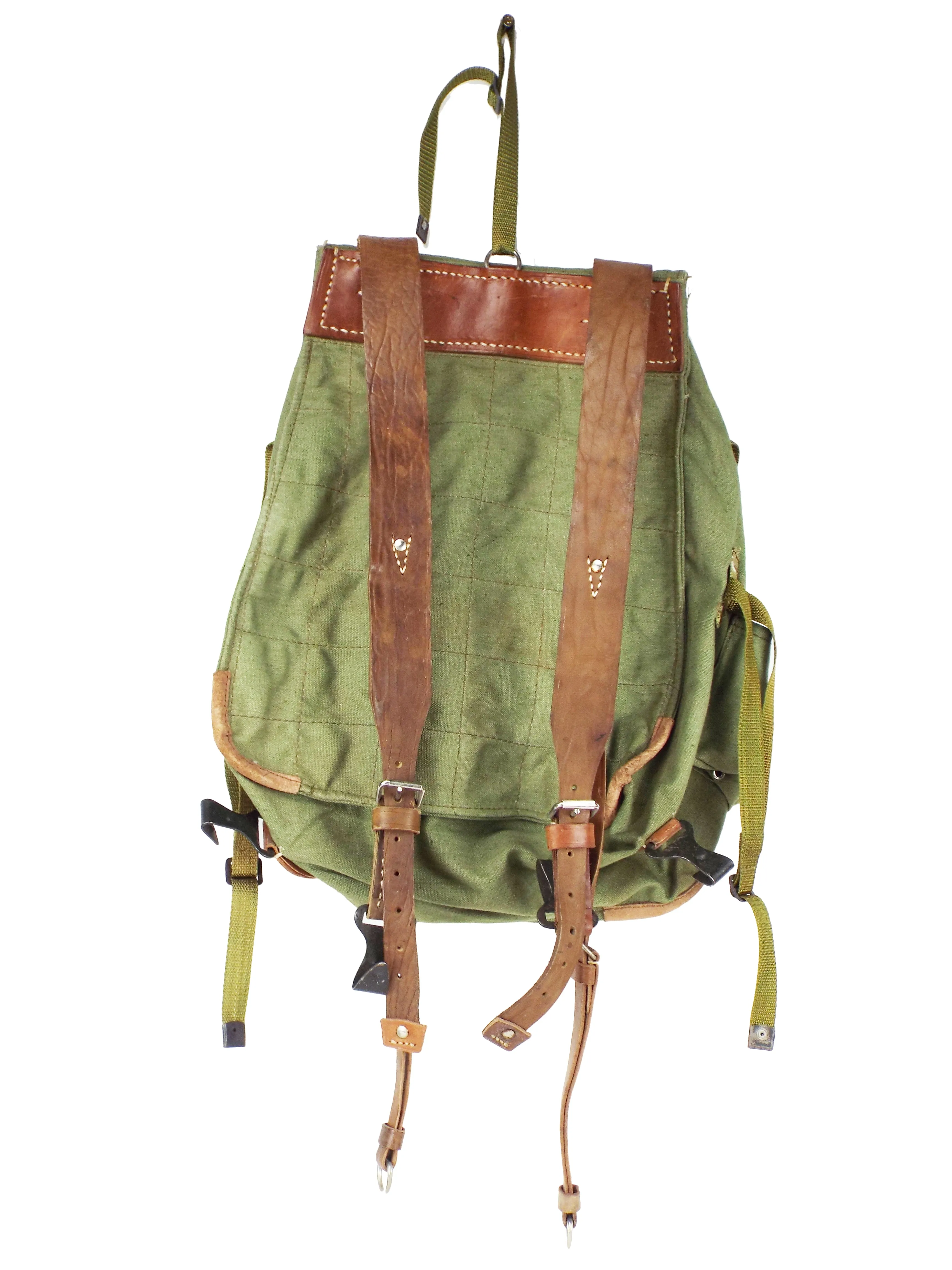 Romanian Army - Vintage 30 Litre Canvas Rucksack - Green - Unmodified