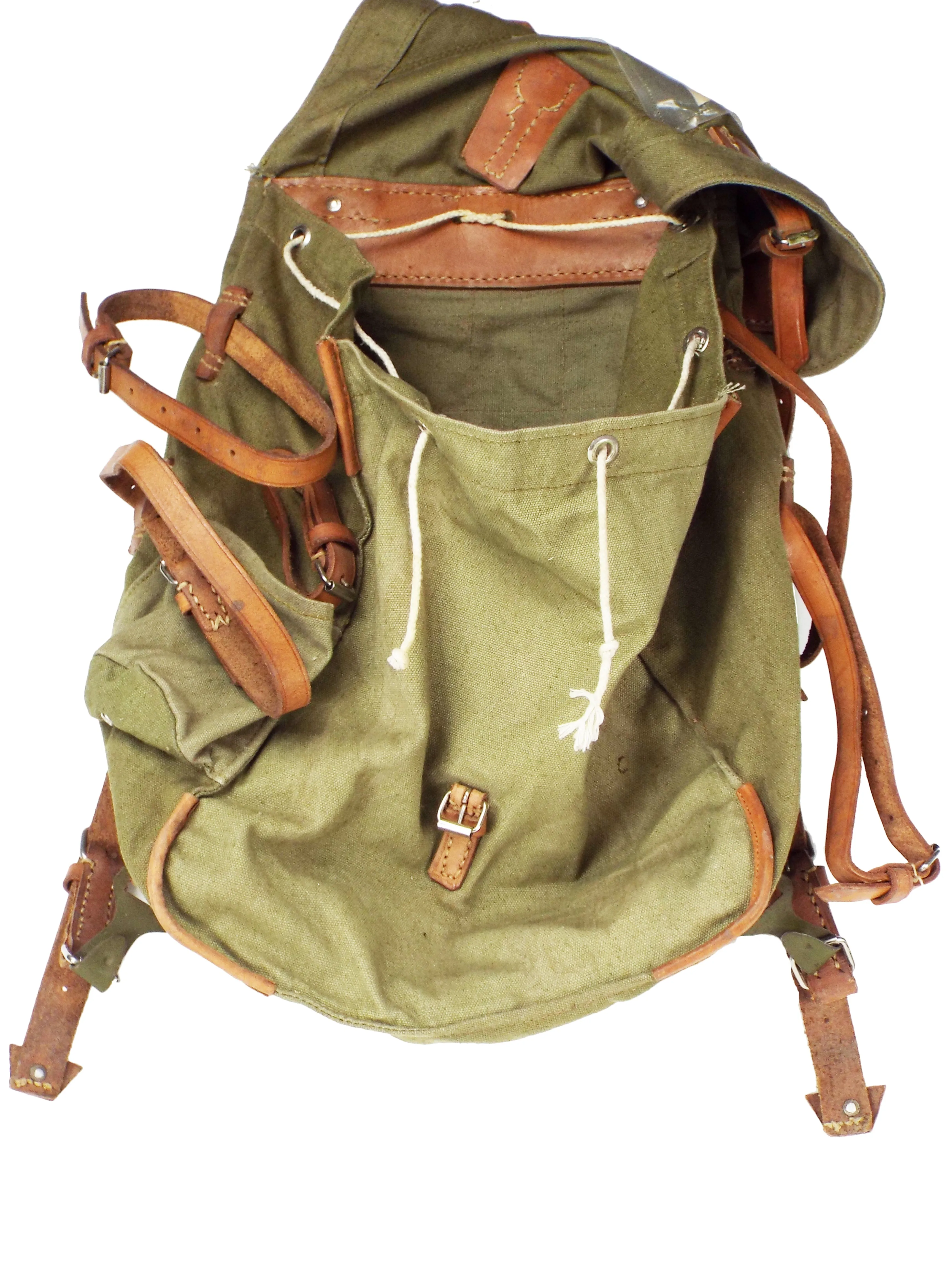 Romanian Army - Vintage 30 Litre Canvas Rucksack - Green - Unmodified