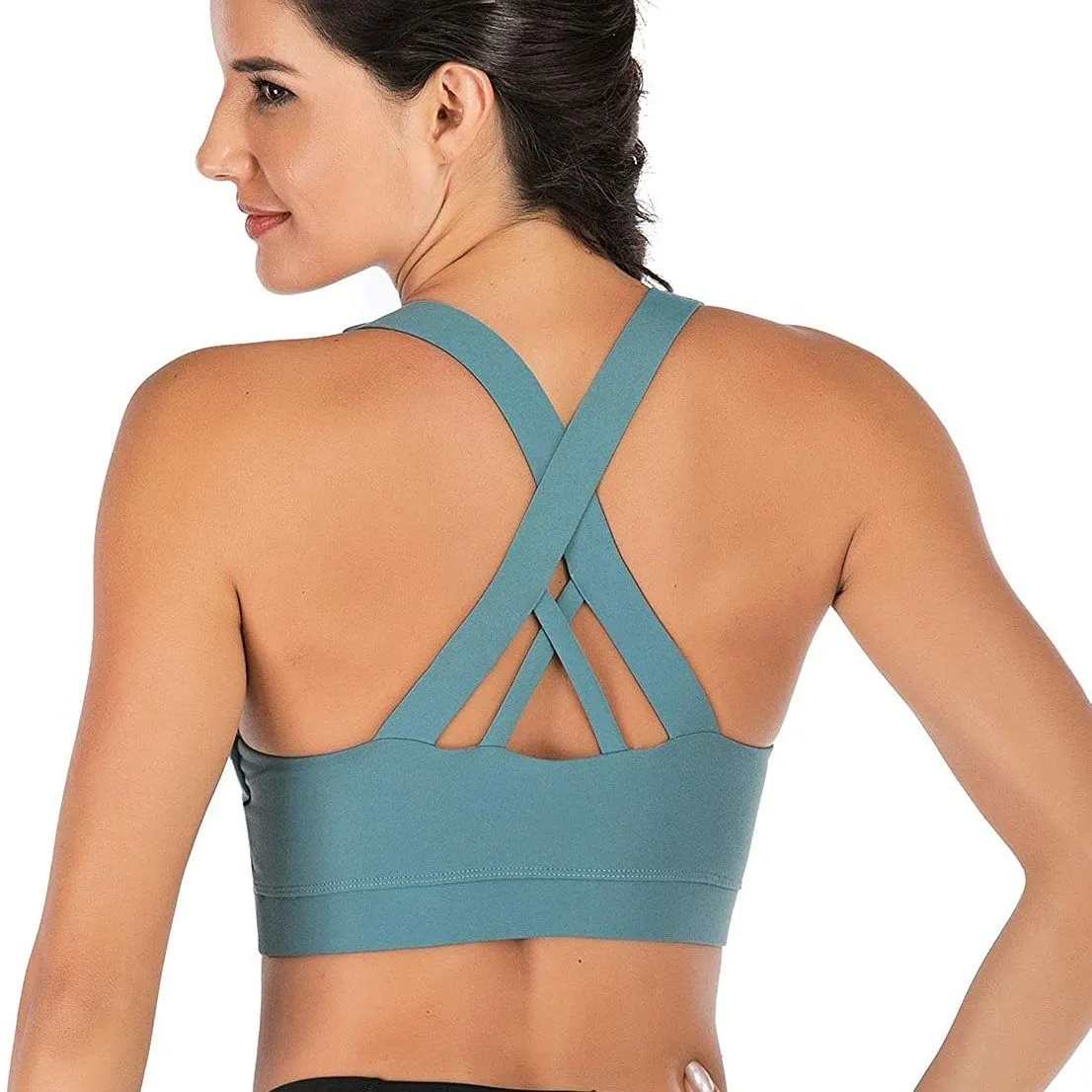 RUNNING GIRL Criss-Cross Back Padded Strappy Sports Bra