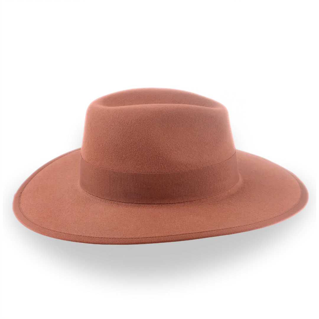 Rust Wide Brim Fedora Hat in Classy Fur Felt | The Taylor