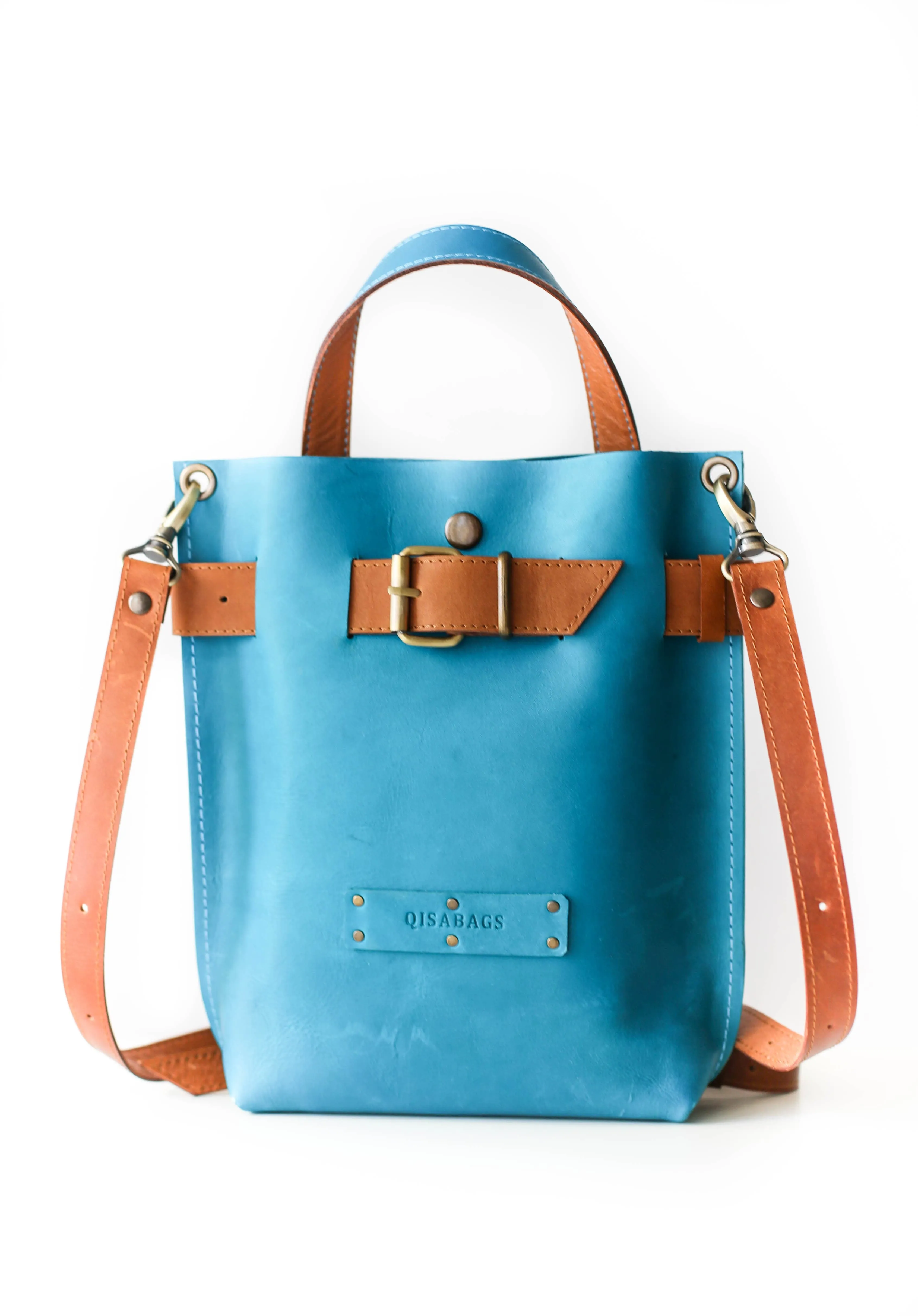 Sky Blue Mini Leather Backpack (dual color)