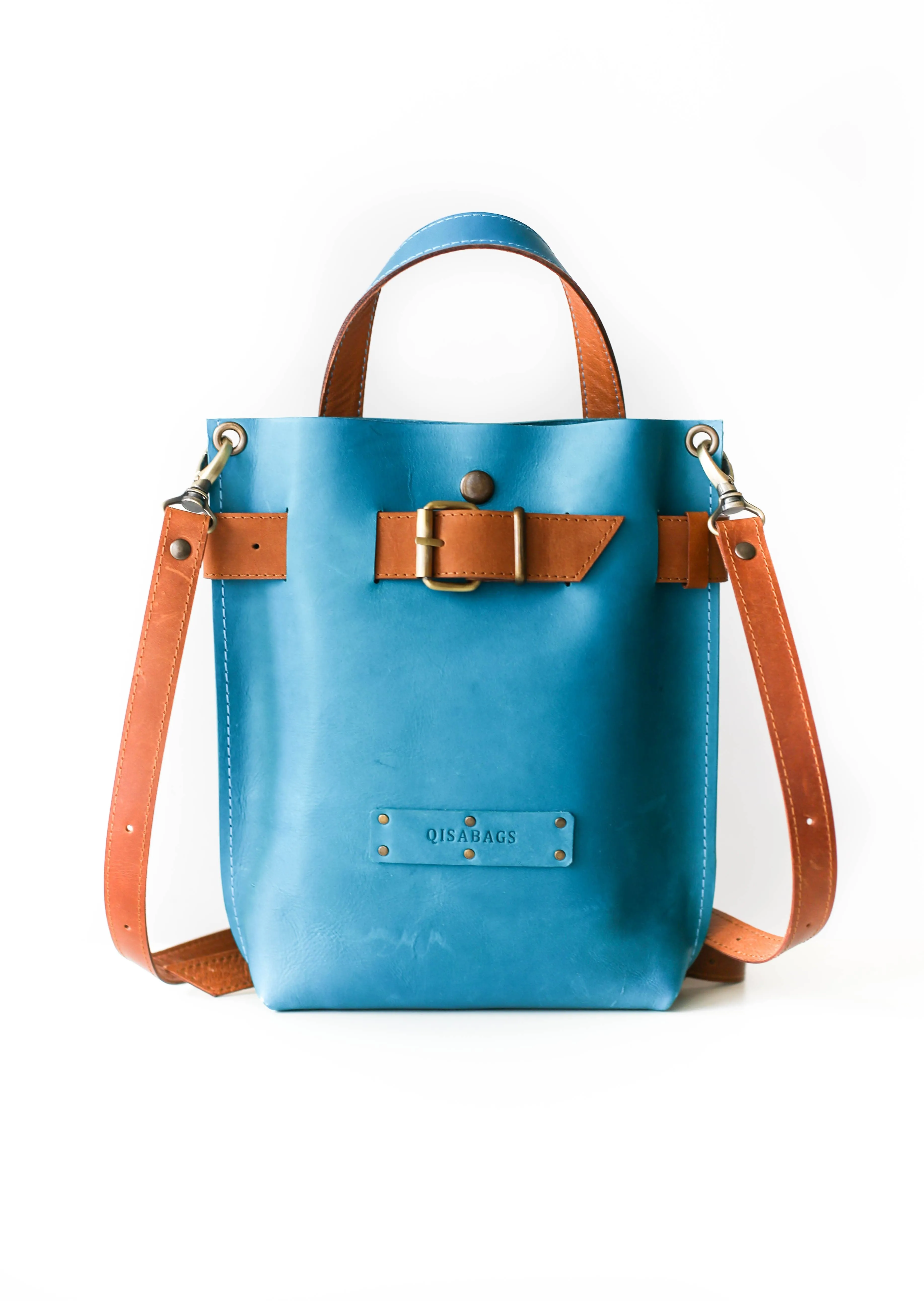 Sky Blue Mini Leather Backpack (dual color)