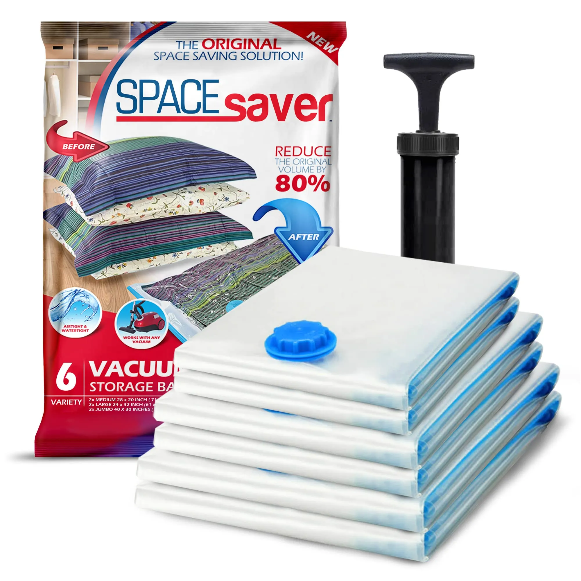 Space Bags Vacuum Storage Bags Save 80% On Storage Space, Variety 6 Pack