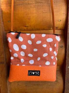 Stella Orange Cross Body Purse- Raindrop Print Fabric