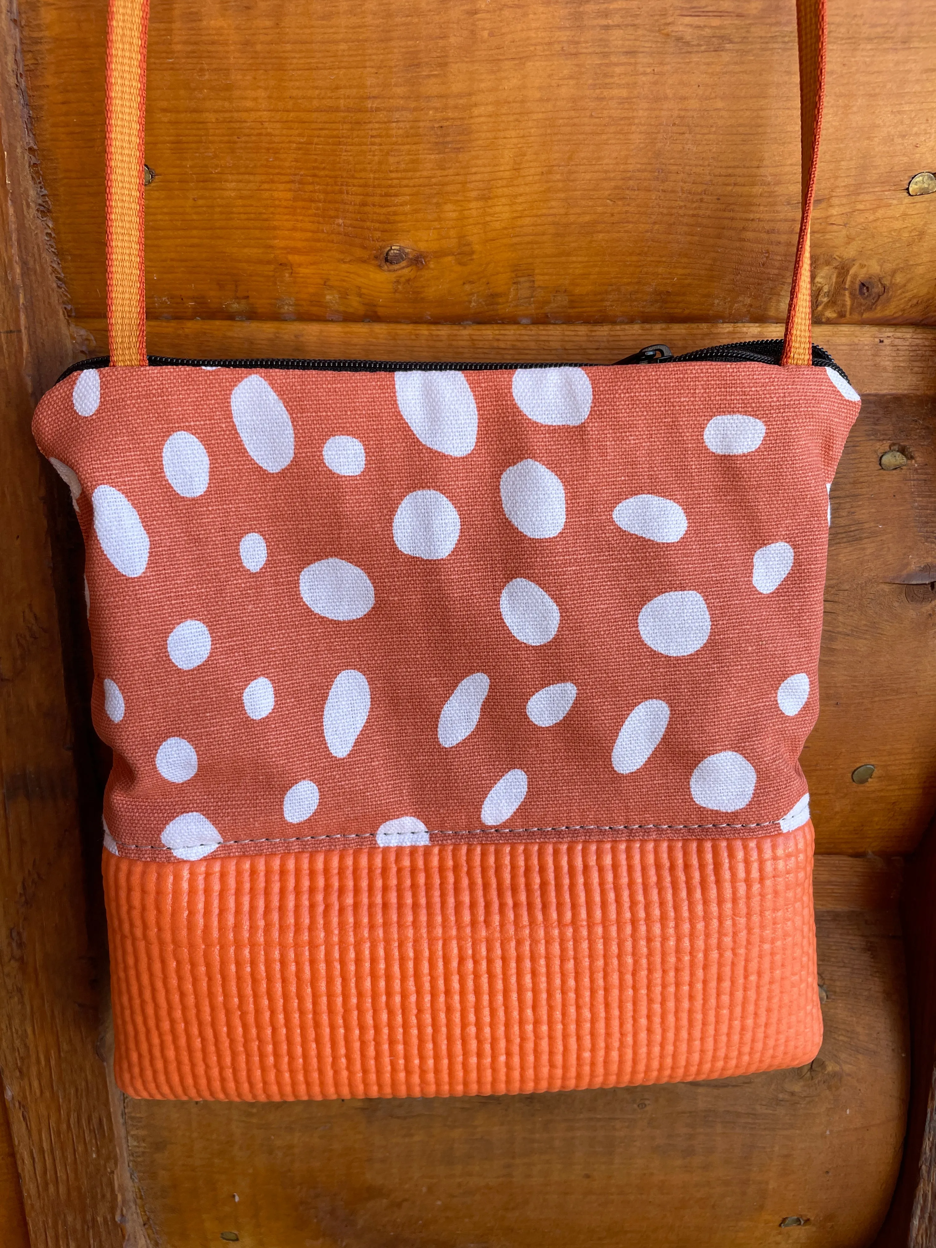 Stella Orange Cross Body Purse- Raindrop Print Fabric