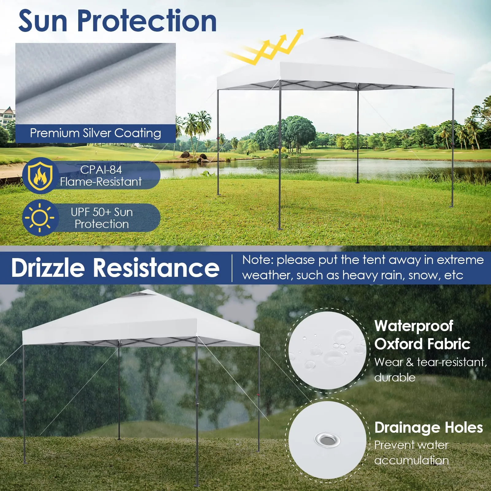 Tangkula 10x10 Ft Pop Up Canopy, 1 Person Set-up Instant Tent with Center Lock