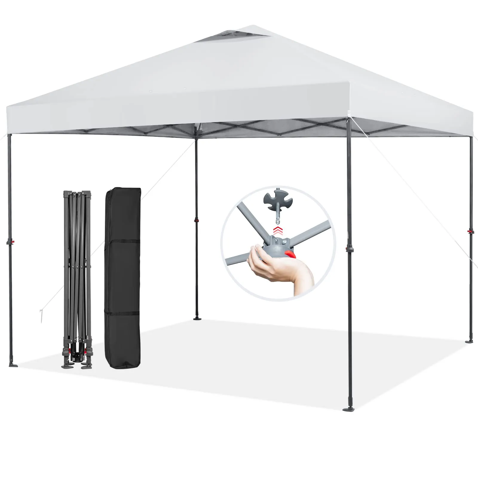 Tangkula 10x10 Ft Pop Up Canopy, 1 Person Set-up Instant Tent with Center Lock