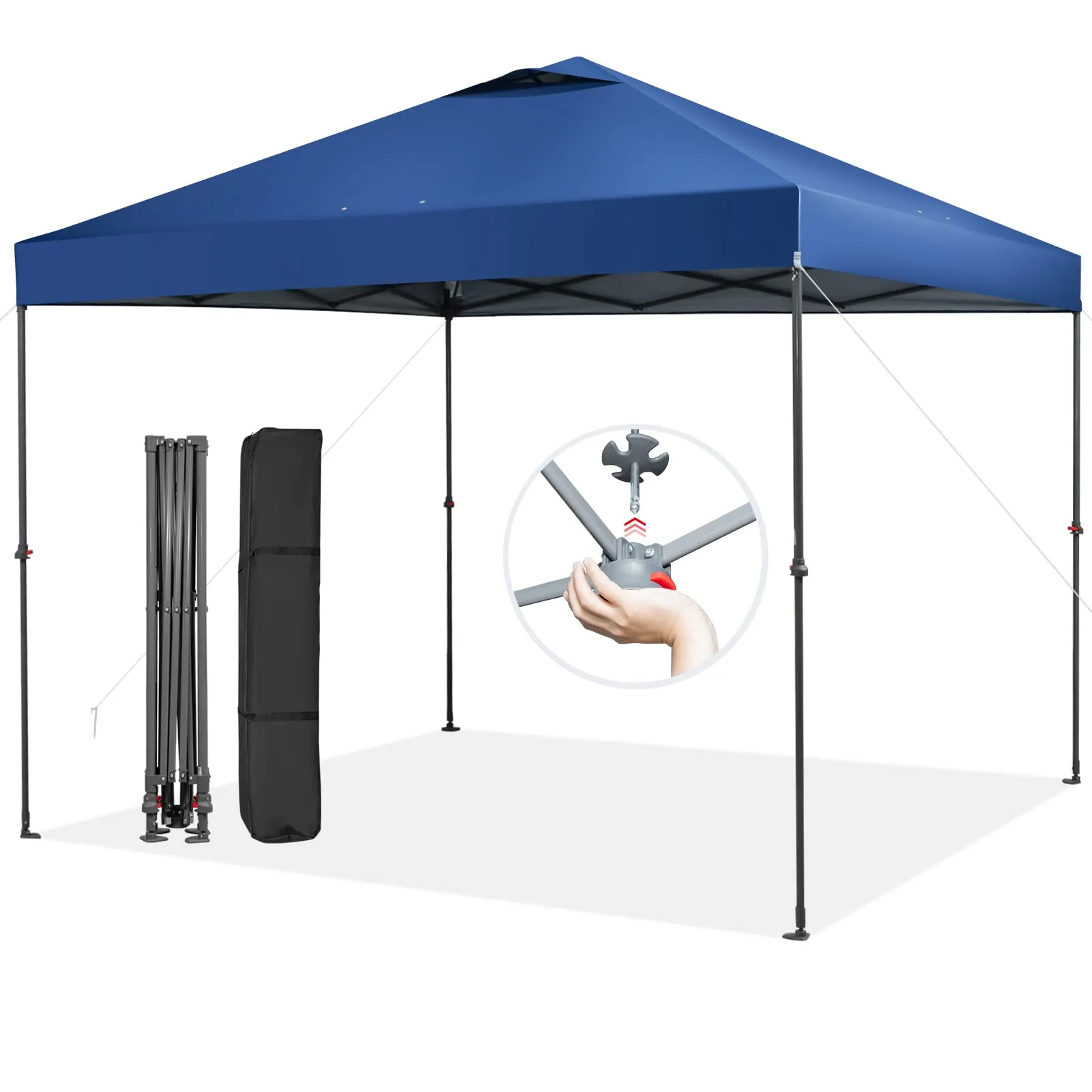 Tangkula 10x10 Ft Pop Up Canopy, 1 Person Set-up Instant Tent with Center Lock