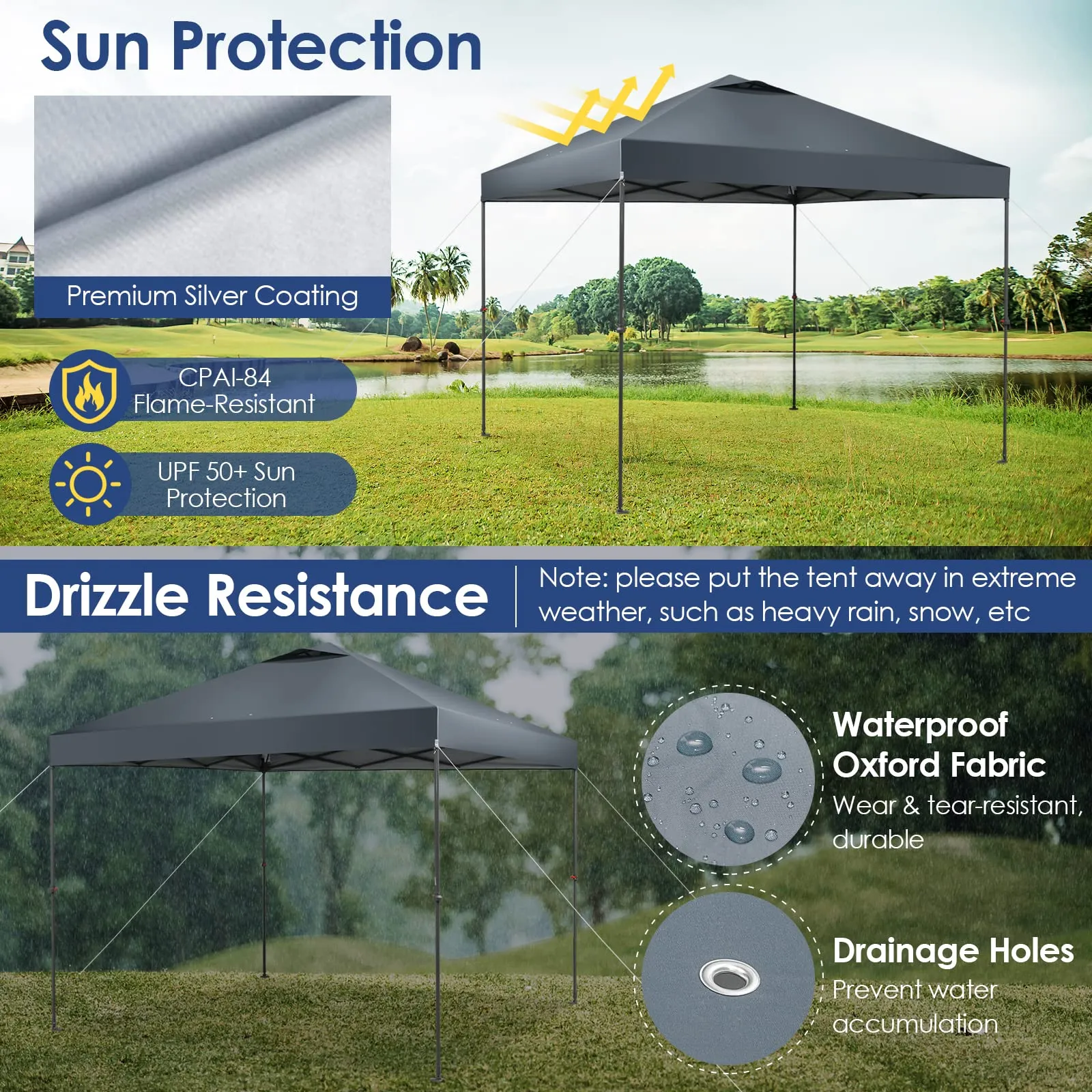 Tangkula 10x10 Ft Pop Up Canopy, 1 Person Set-up Instant Tent with Center Lock