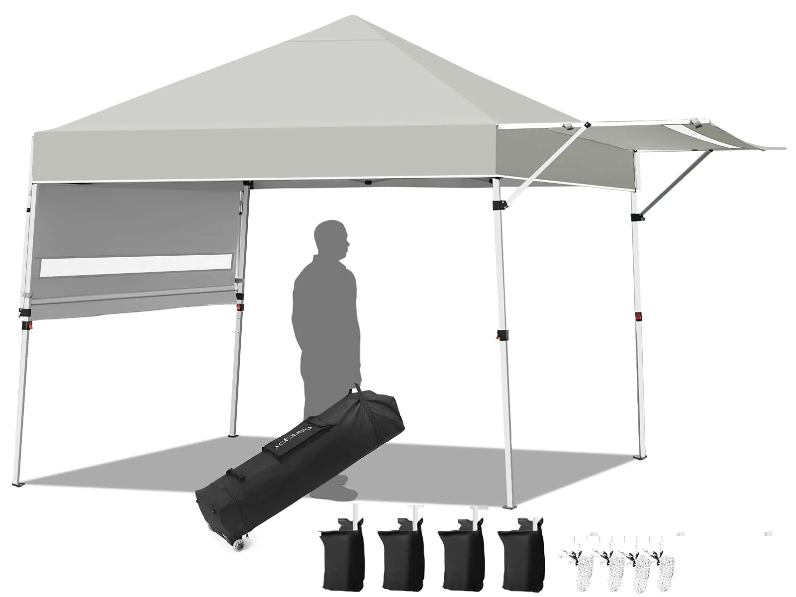 Tangkula 10x17FT Pop Up Canopy Tent, Portable Outdoor Tent w/ Adjustable Dual Awnings