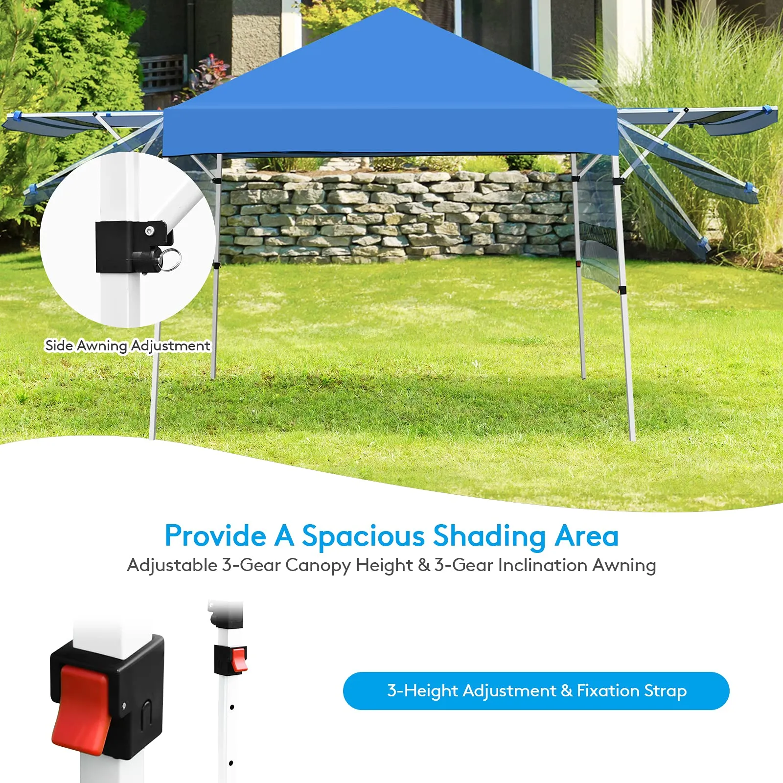 Tangkula 10x17FT Pop Up Canopy Tent, Portable Outdoor Tent w/ Adjustable Dual Awnings