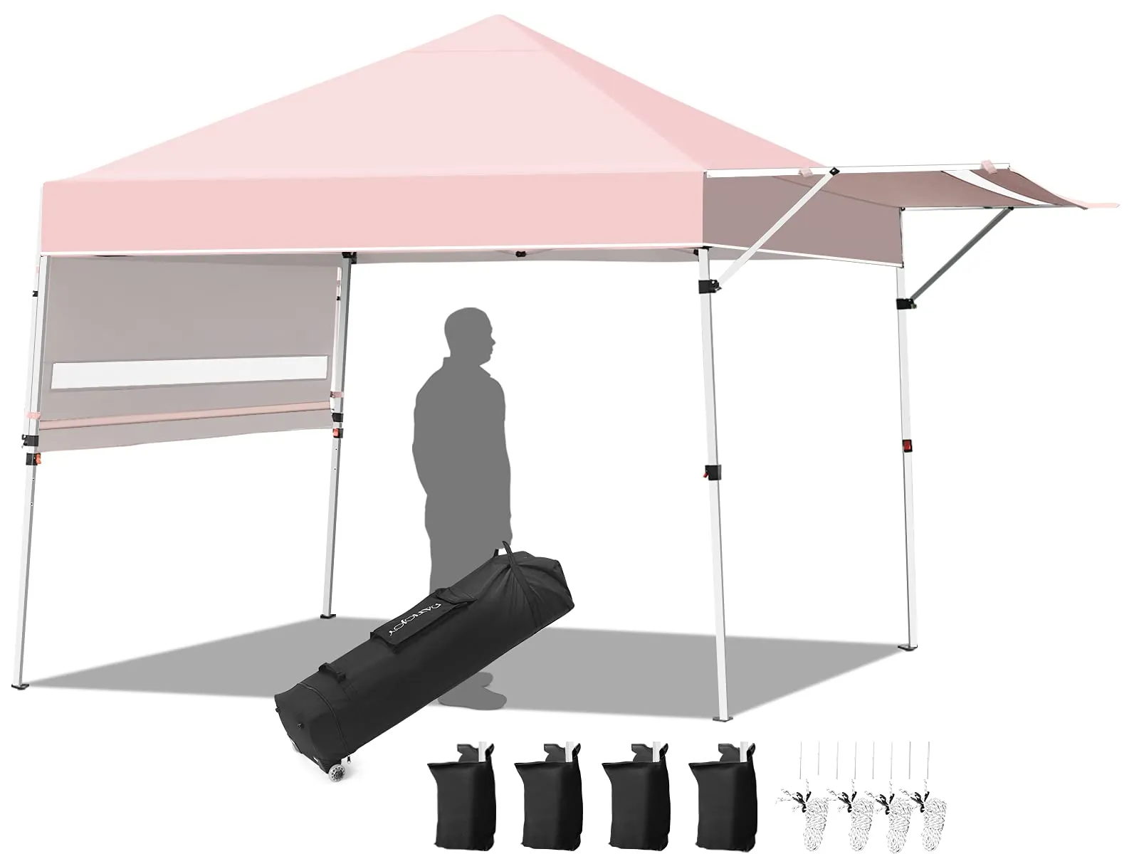 Tangkula 10x17FT Pop Up Canopy Tent, Portable Outdoor Tent w/ Adjustable Dual Awnings