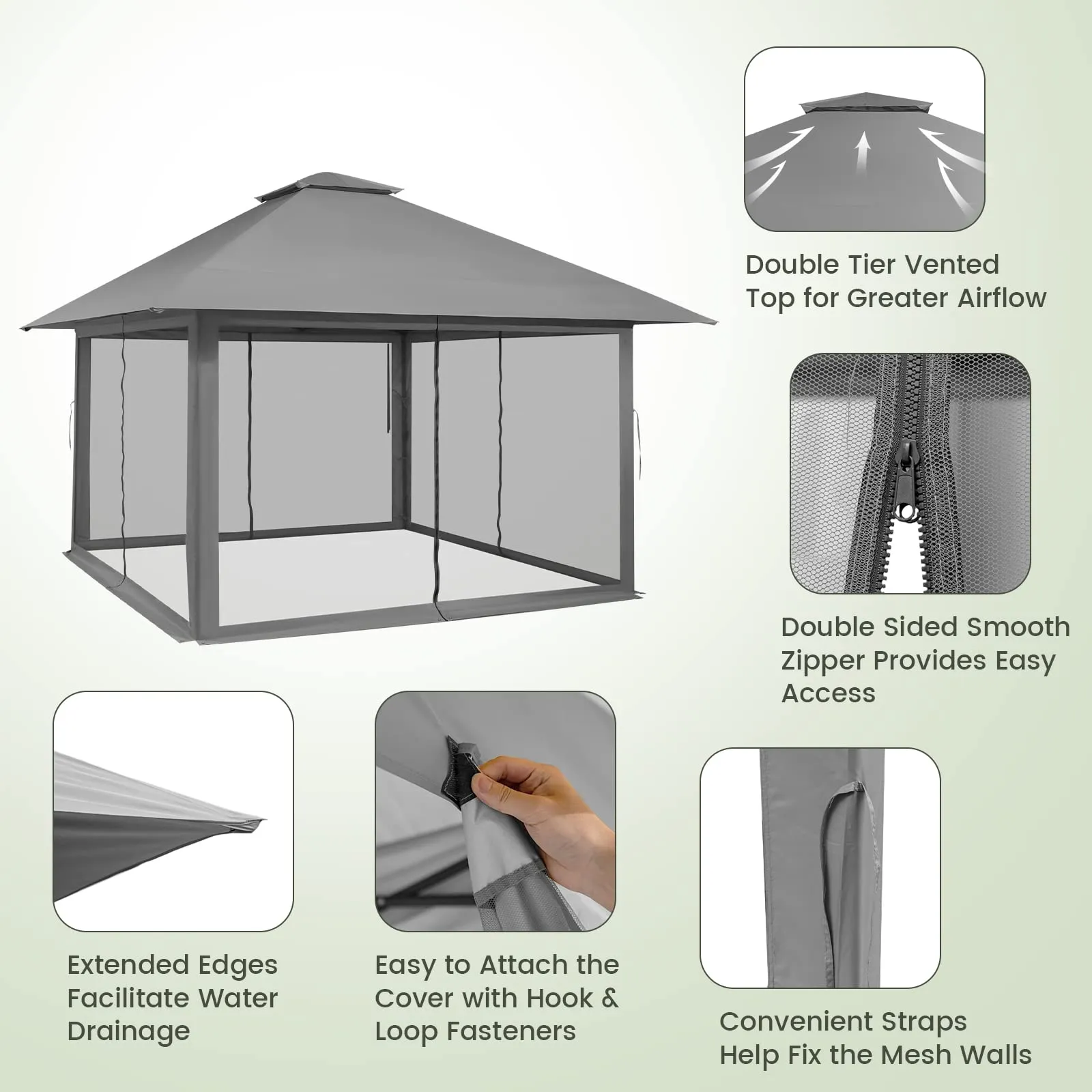 Tangkula 13' x 13' Pop-up Gazebo Canopy, Instant Setup Canopy Tent