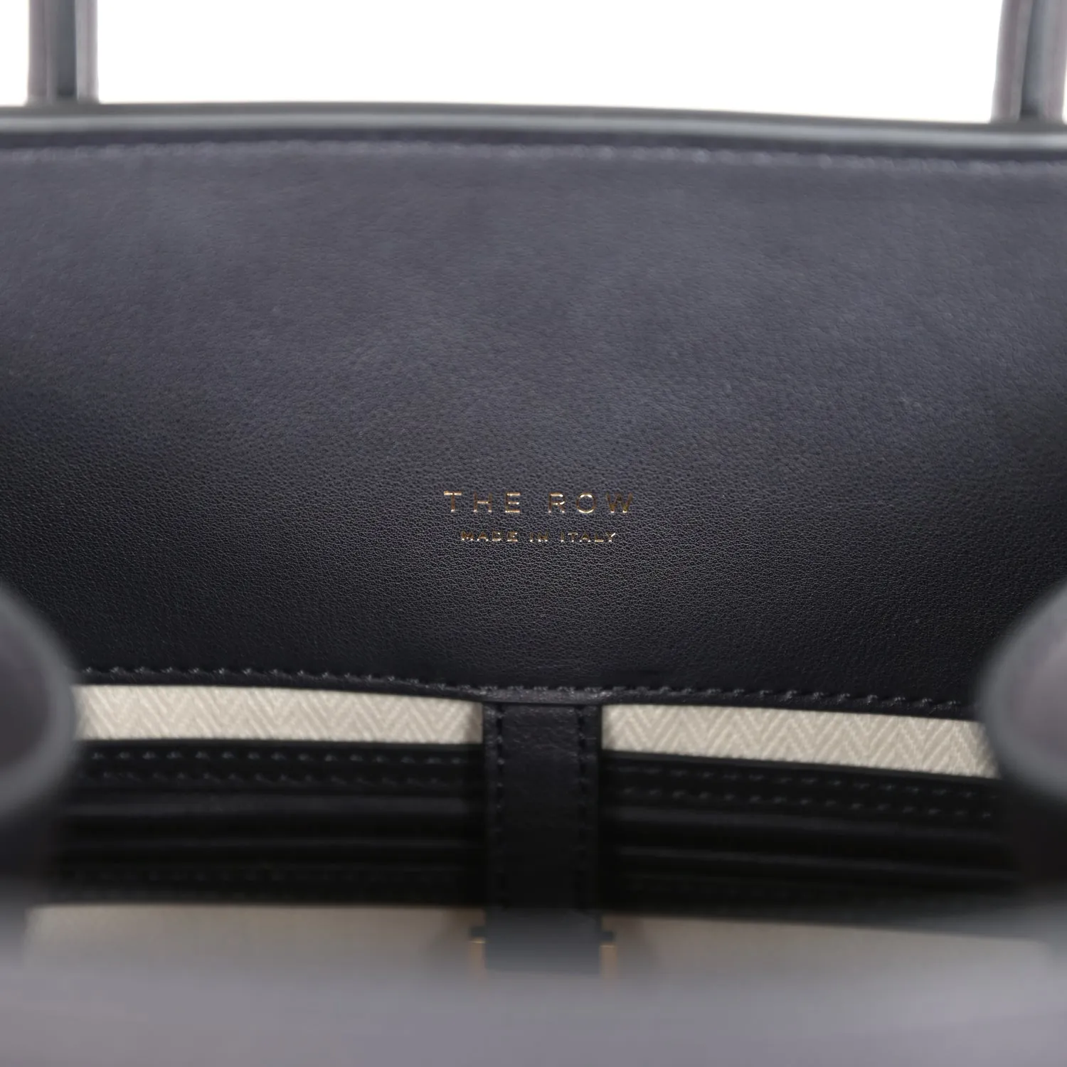 The Row Soft Margaux 12 Bag Black Saddle Leather Gold Hardware