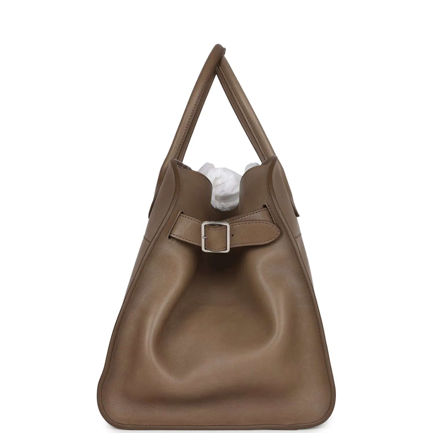 The Row Soft Margaux 15 Bag Mouse Grey Saddle Leather Silver Hardware