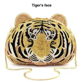 Tiger Face Women Clutch Evening Bag