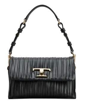 TODS T TIMELESS FLAP MEDIUM BAG IN BLACK