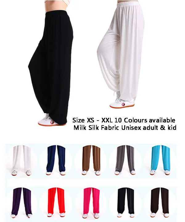 Traditional Martial Art Tai Chi  Yoga Training Pants Trousers Size XS-XXL 10 Colours Available Unisex Adult & Kid