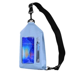 Tteoobl Swimming Waterproof Crossbody Phone Bag Touch Screen Chest Bag,Style:  Zipper Model(Gray Blue)