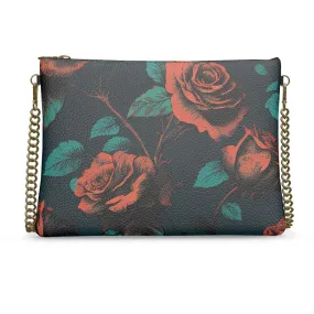 Vampire Art Grunge Red Roses Crossbody Chain Bag