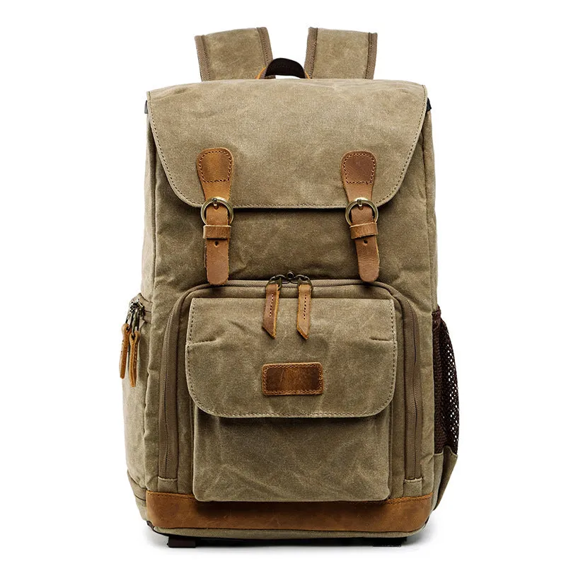 Waxed Canvas Backpack with Inside SLR Camera Bag 279