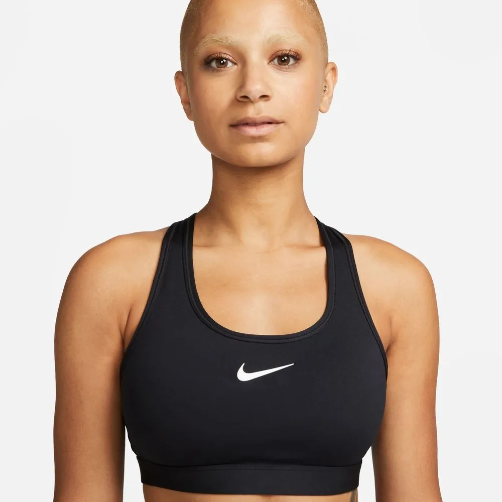 Womens Swoosh Medium Support Padded Sports Bra - Black/White