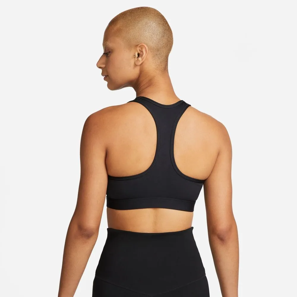 Womens Swoosh Medium Support Padded Sports Bra - Black/White