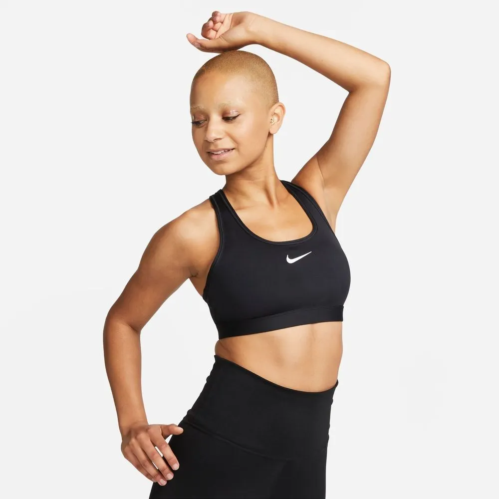 Womens Swoosh Medium Support Padded Sports Bra - Black/White