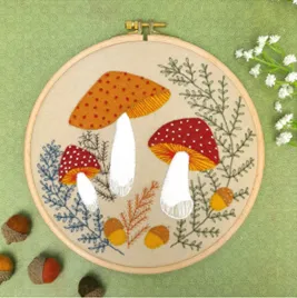 Wool Mix Felt Applique Hoop Kit - Toadstools