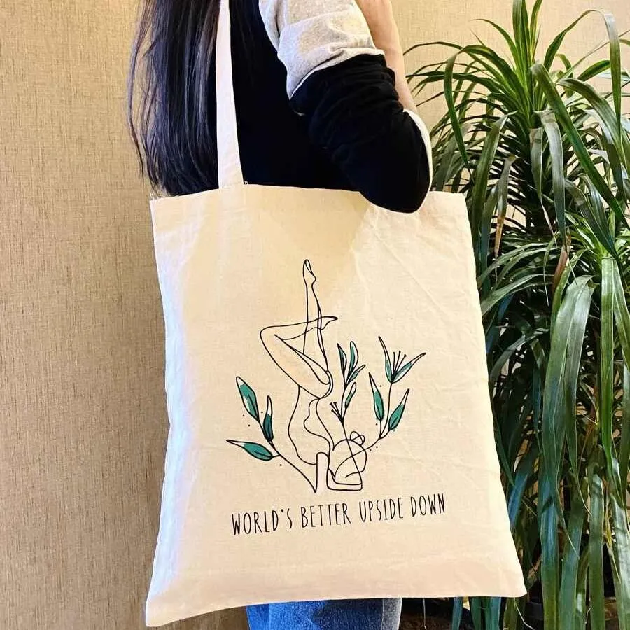 World's better upside down - 100% Cotton Canvas Tote Bag