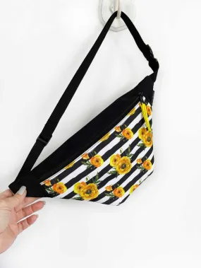 Yellow Floral Sling Bag, Women Crossbody Bag, Designer Across Bag, Flower Chest Bag