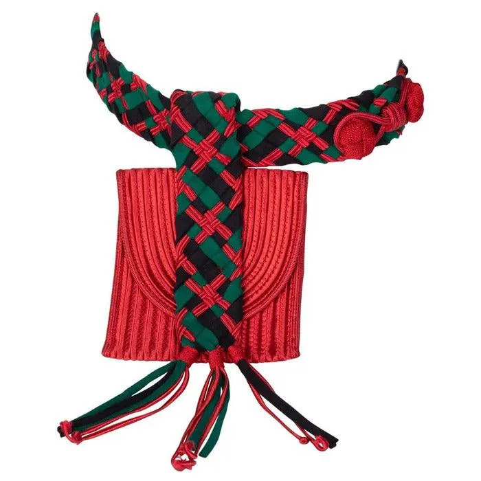 YVES SAINT LAURENT Red Green Passementerie Tassel Belt Bag Ysl, 1990s