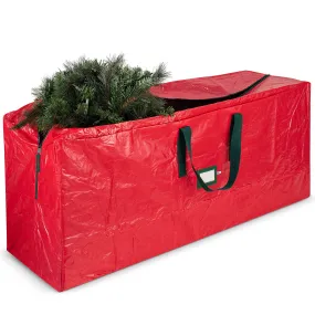 Zober Christmas Tree Storage Bag - Fits 9 Ft Artificial Trees - Plastic, Waterproof Christmas Tree Bag - Strong, Durable Handles - Labeling Card Slot - Red